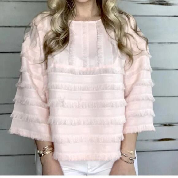 Cupio Top Womens Size Large Salmon Pink Long Sleeves Ruffles Casual Blouse NWT - Picture 10 of 10